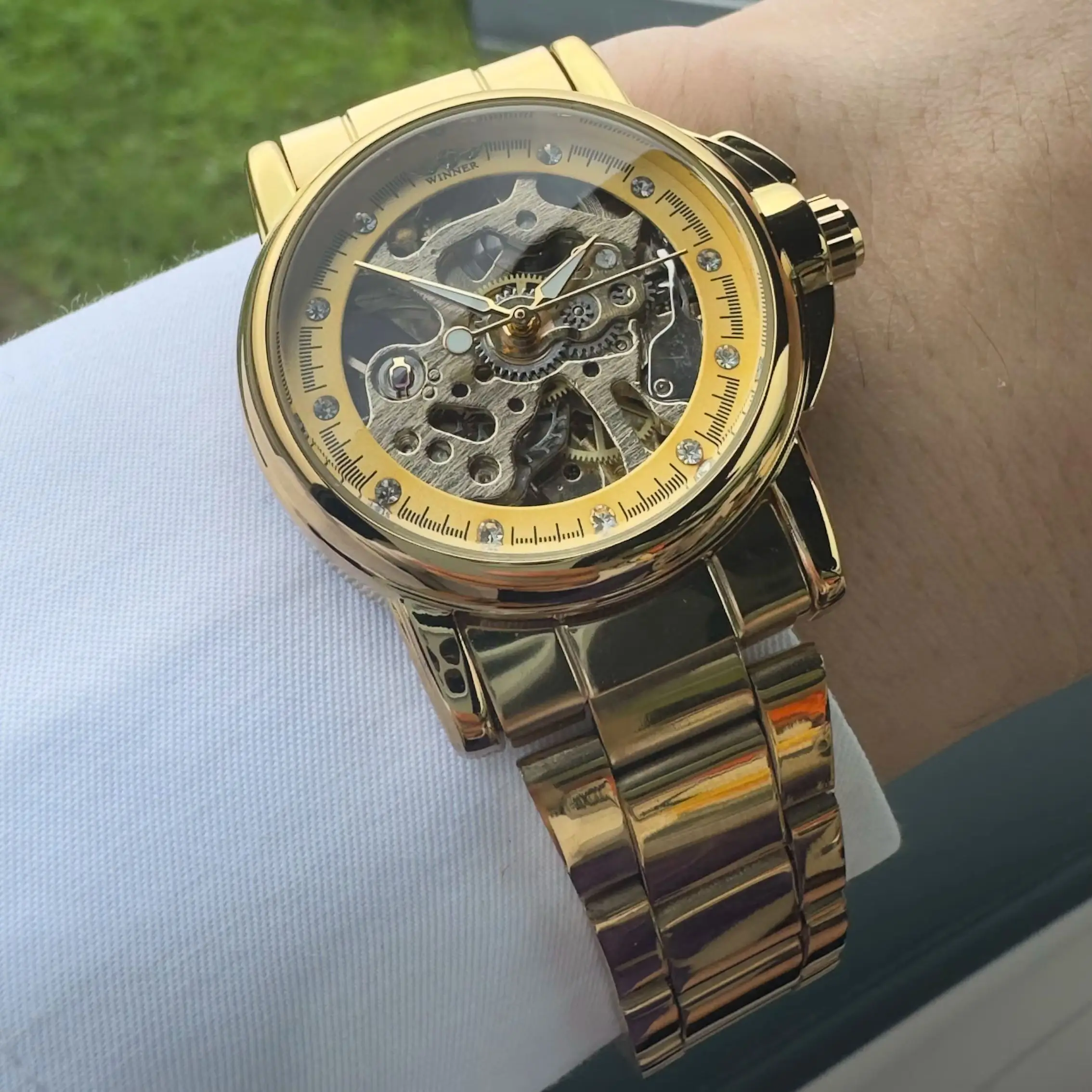 WINNER Fashion Elegant Watch for Women Luminous Hands Business Skeleton Automatic Mechanical Watches Stainless Steel Strap New
