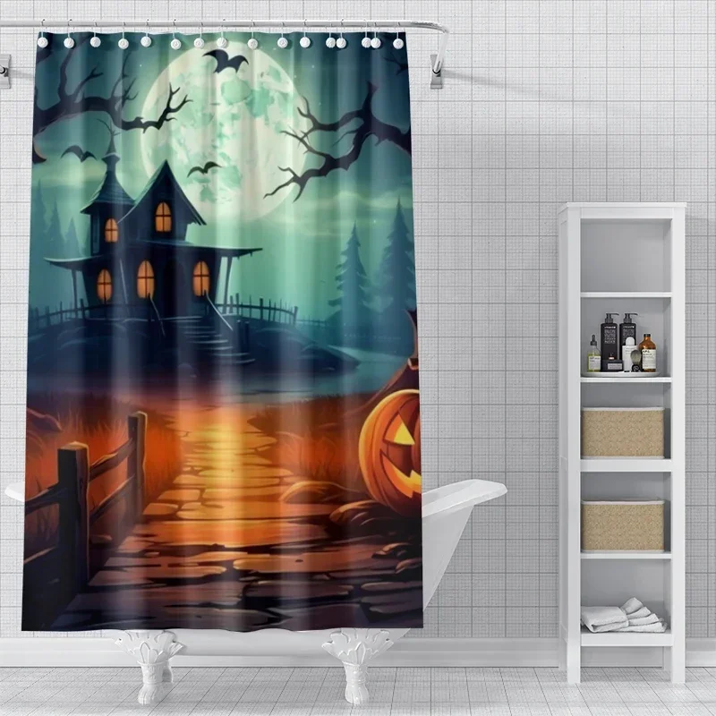 

Украшение дома, занавески для душа, водонепроницаемая занавеска для ванной комнаты, ткань, современная скандинавская гостиная, счастливый Хэллоуин, осень, тыкваXT6@!