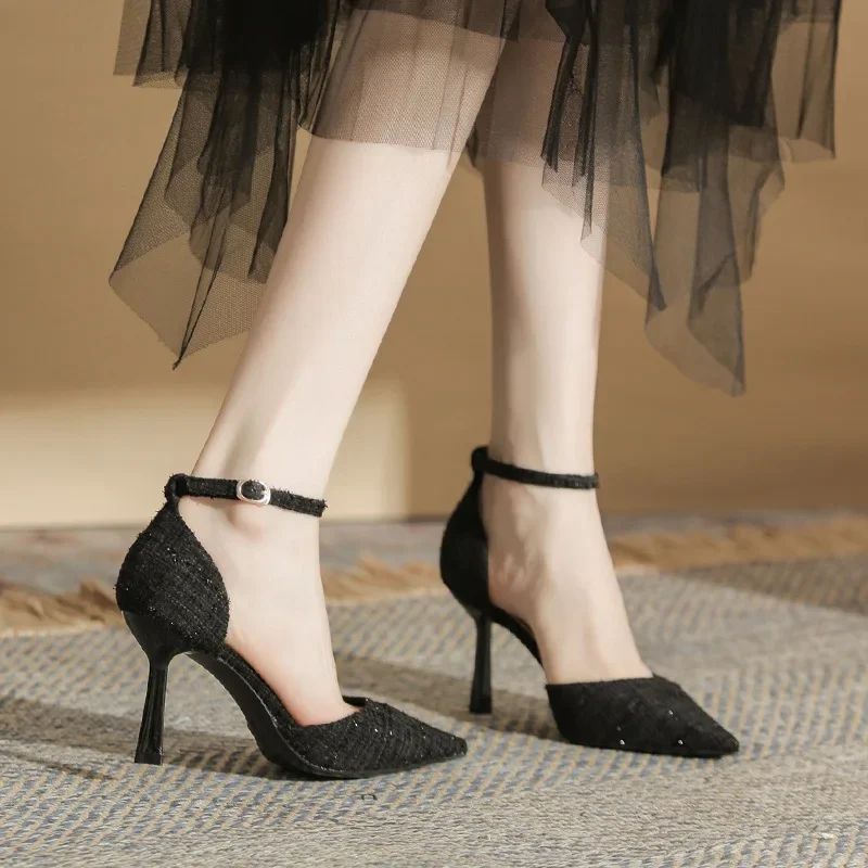 

Small Size 31-39 Hollow High-heeled Women Shoes Thin Heel Point Toe Party Pumps