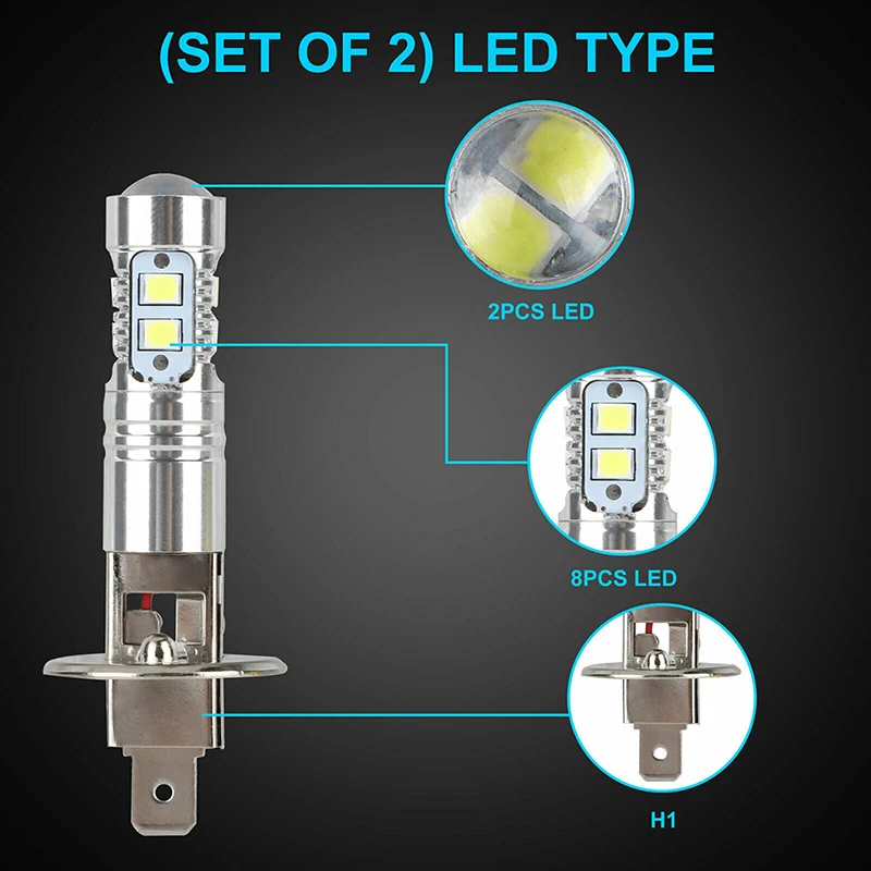 New 1 Pair H1 LED Headlight Bulbs Ice Blue Super Bright Car Headlights Car Light Auto Car Accessories Dropshipping