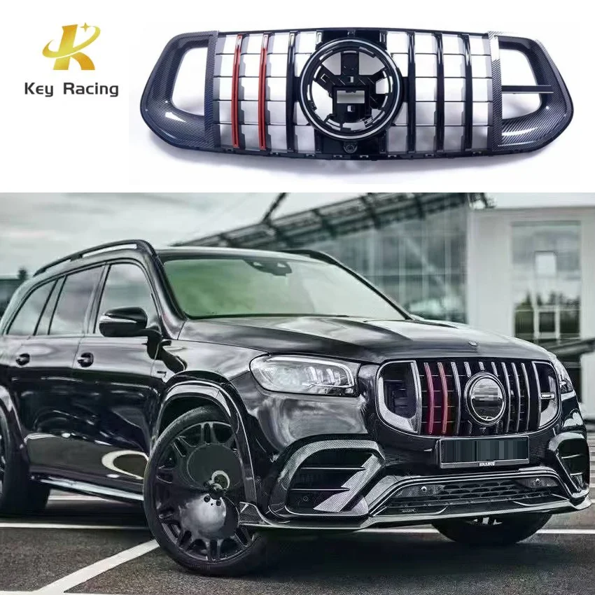 

Для Mercedes Benz GLE Class W167 X167 2020-2024+ Обновление до решетки из углеродного волокна в стиле BS, решетка переднего бампера