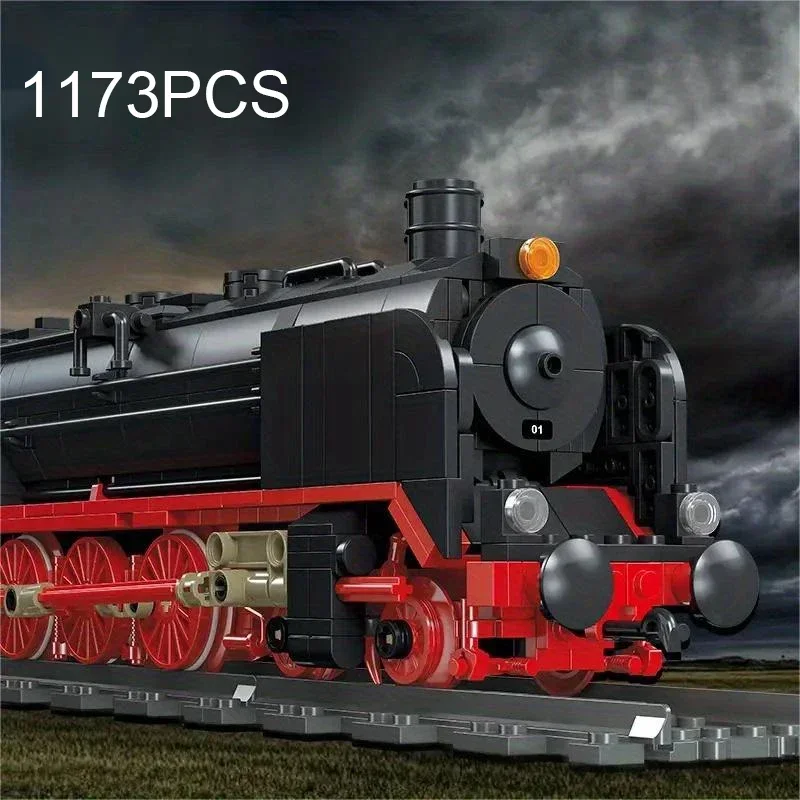 1173PCS Retro Creative Steam Train Building Blocks City Railway Track Train Assemble Bricks Desktop Decoration Childrens Gifts