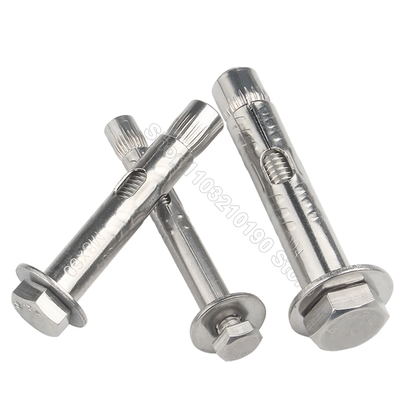 1Pc M6 M8 M10 M12 304 Stainless Steel External Hexagon Internal Expansion Screw Sleeve Concrete Anchor Built-in Tension Hex Bolt