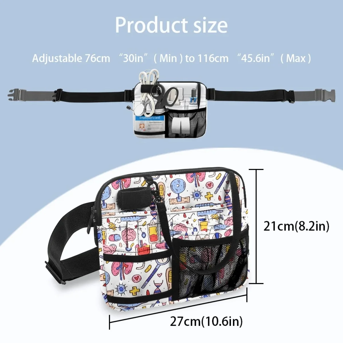 Sac de taille d'infirmière multi-poches, portable, réglable, travail hospitalier, sac de rangement pour stylos ciseaux, style médical, sac banane décontracté