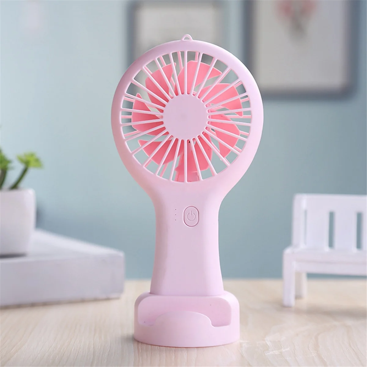 Pink Portable Mini Handheld Fan USB Rechargeable Fan for Office Dormitory Student Gift Long Endurance