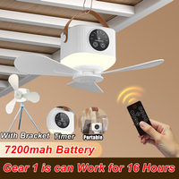 7200mah Portable Outdoor Camping Fan Mini Fans Lamp Tent Canopy Ceiling Fan Air LED Lights Lighting Remote Control Bedroom Fan