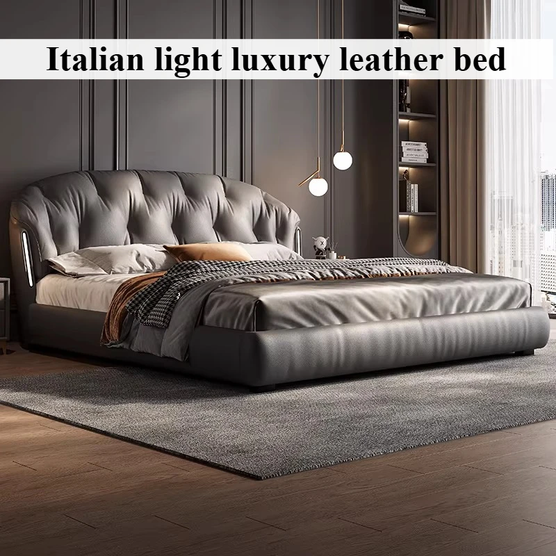 

Leather Luxury Bed European Modern Upholstery Twin Bed Storage Space Multifunctional Camarotes Para Dormitorio Furnitures