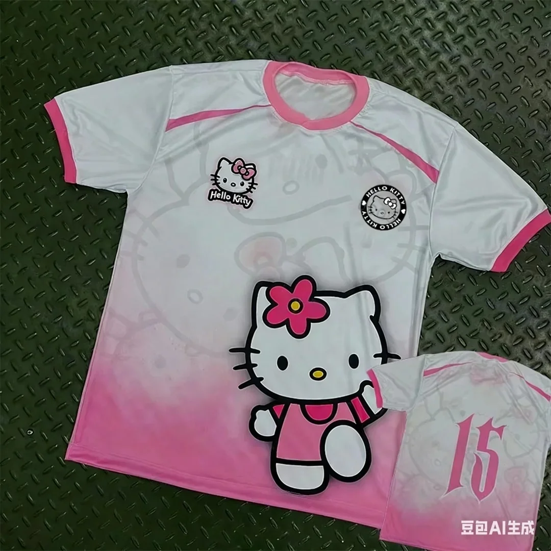 T-shirt à manches courtes Hello Kitty 2026 pour hommes et femmes, mode estivale décontractée, respirant, séchage rapide, T-shirt de sport