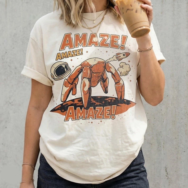 Amaze Rocket Rocky Shirt Project Hail Mary Shirt Retro Sci Fi Alien Book Lover T-Shirt Short Sleeve T-shirts Unisex All-Season