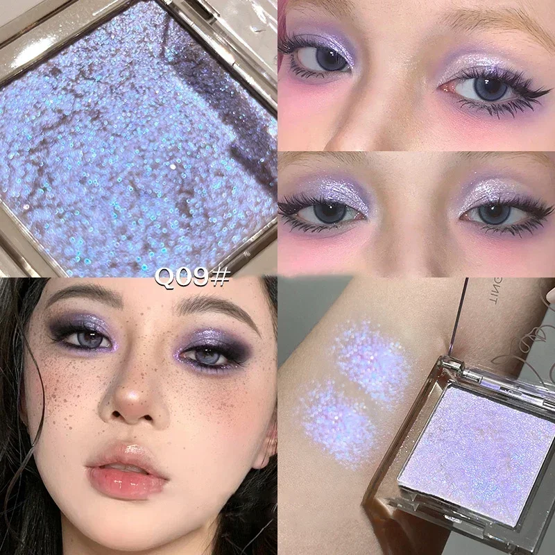 Sombra de ojos azul-rosa con purpurina, 9 colores, textura de patata, brillo nacarado, gusano de seda, Diamante impermeable, maquillaje coreano polarizado