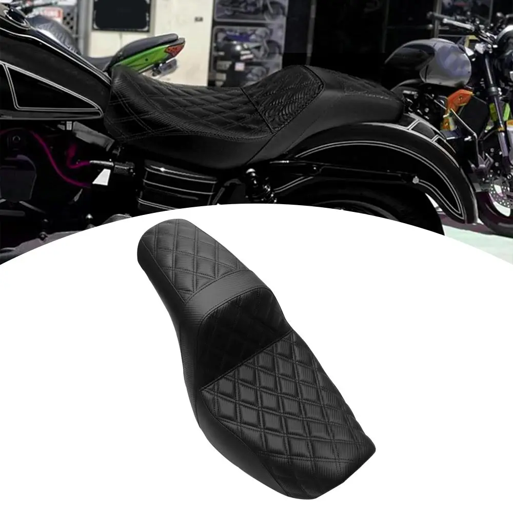 2-Up Driver Passenger Seat Dual Saddle Black For Harley Dyna Street  Fat Bob Low Rider Super Glide Switchback 06-2017 Motorcycle view 3