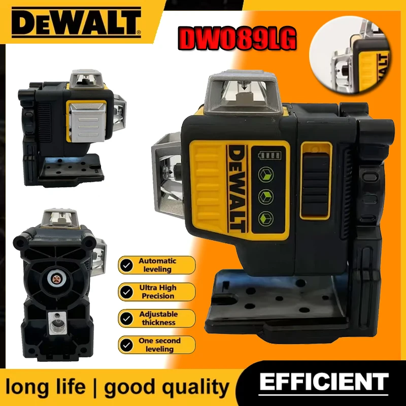 2025 nova bateria de lítio dw089lg dewalt 12v 3 lados * 360 graus vertical horizontal medidor de nível de luz verde ao ar livre nivelamento solo