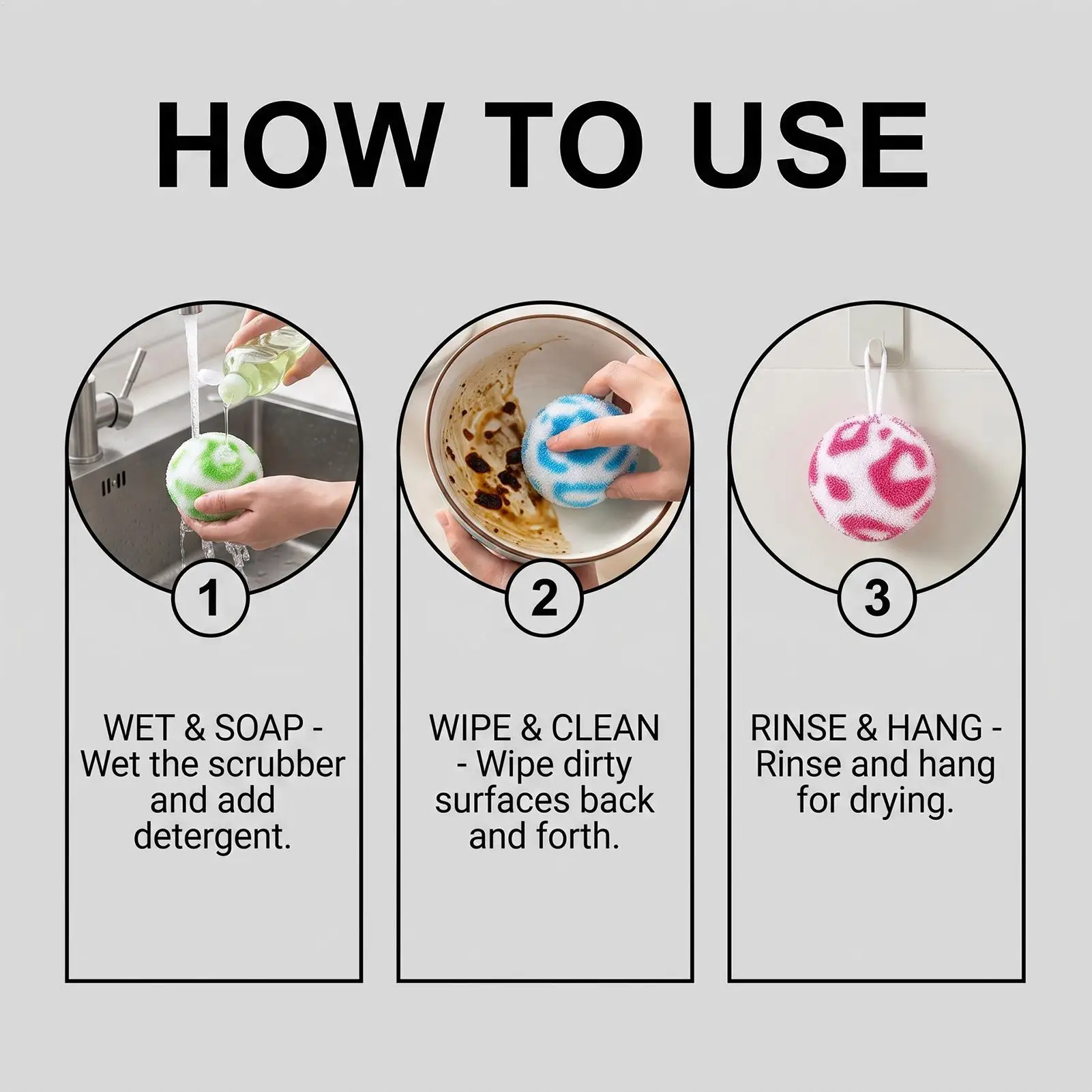 Dish Cleaning Brush 8 Pieces Non-Scratch Flexible Spherical Flexible Gentle Scrubber Balls For Sink Bowls Pots Bathtub