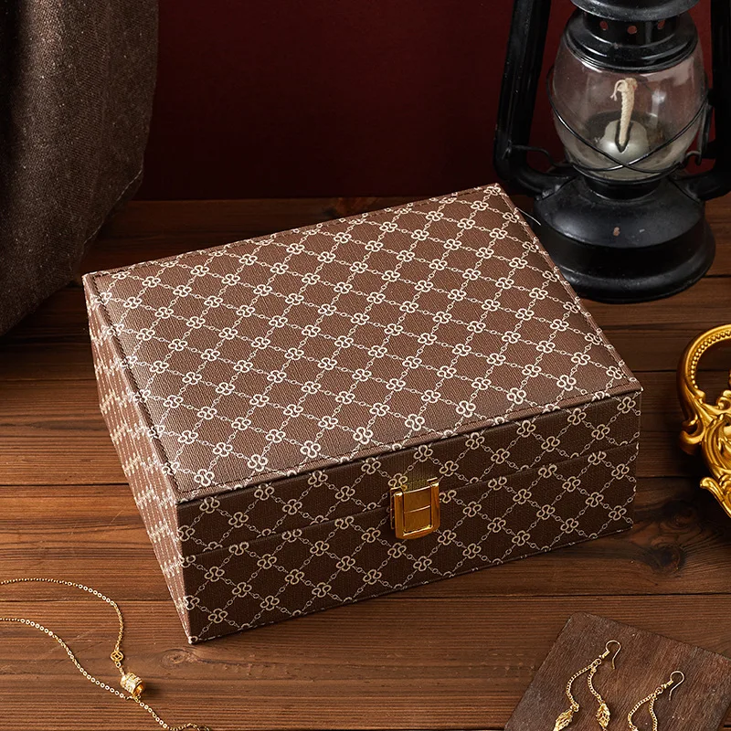 

New cross-border jewelry box storage box, high-end feeling earring necklace ring watch jewelry box