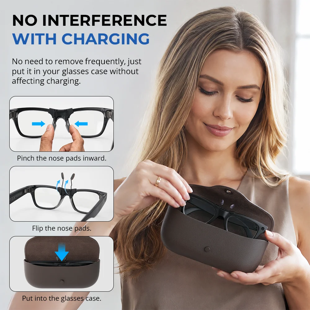 HIBloks Eyeglass Nose Pads For Ray-Ban Meta Blayzer Optics RW7001 (Gen2) M&L Smart Glasses Silicone Anti Slip Clip view 4
