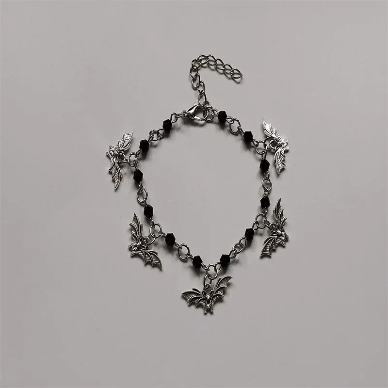 Gothic Bat Charm Bracelet - Goth Jewelry Unisex
