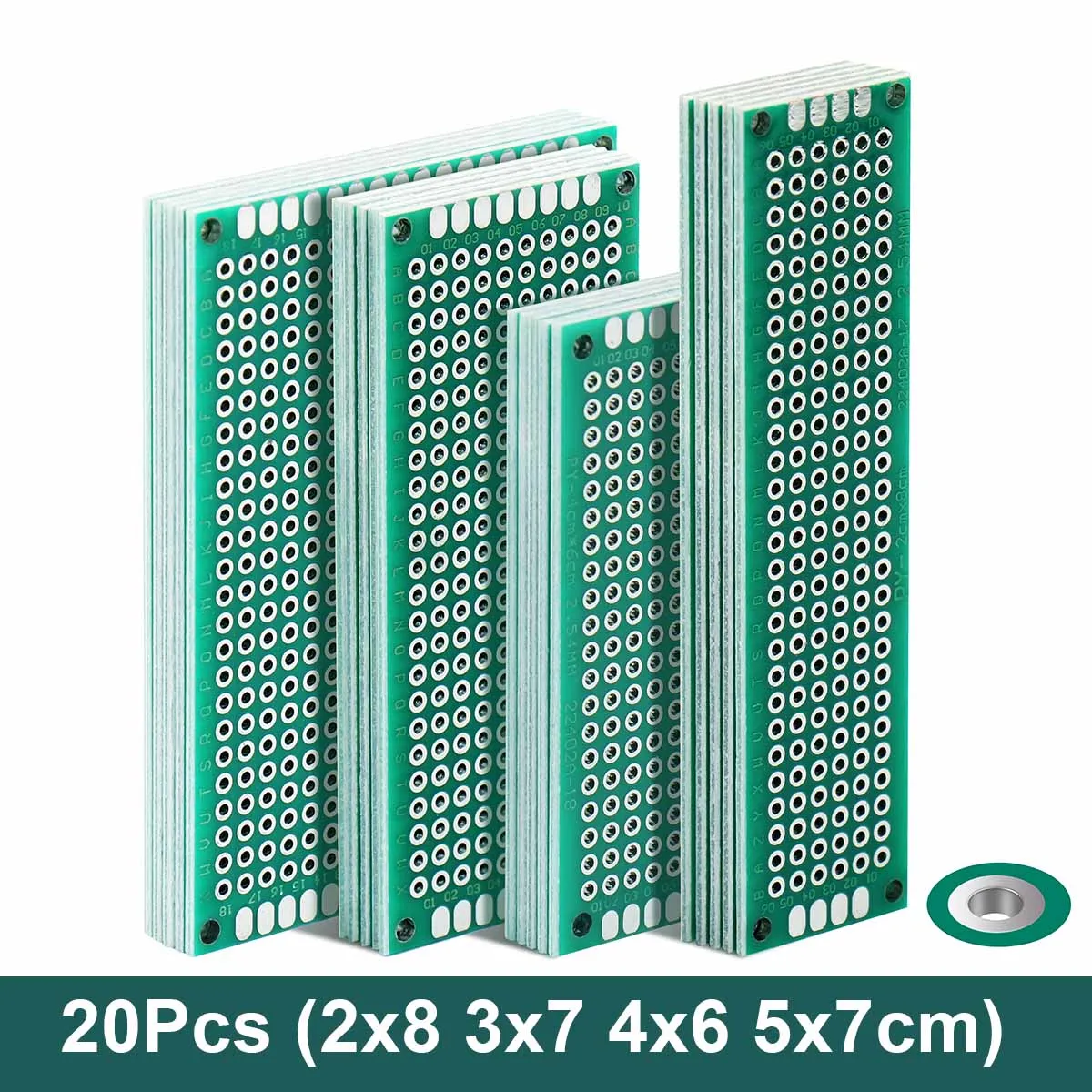 20 pz PCB prototipo circuito di bordo Protoboard universale Stripboard prototipazione Veroboard 2x8 3x7 4x6 5x7 5 pz ogni misto verde