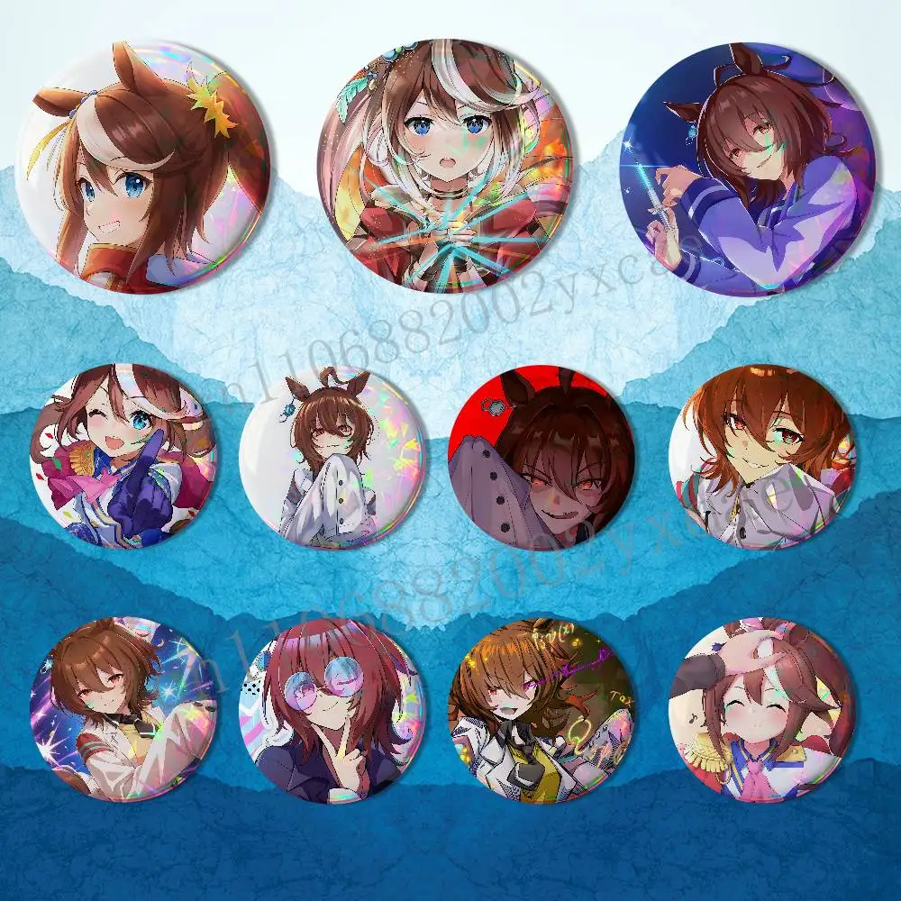 Agnes Tachyon Tokai Teio Pretty Derby Round Exquisite Badge Brooches Creative Pins For Clothes Hat Backpack Gift Accessories