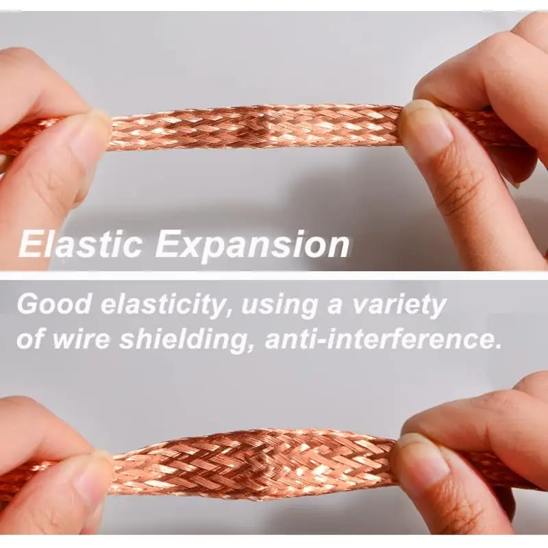 1/5/10M Copper Metal Braided Sleeving 2/4/6/8/10/12/15/18/25mm Conductive Anti-interference for Power,audio,speaker Metal sheath