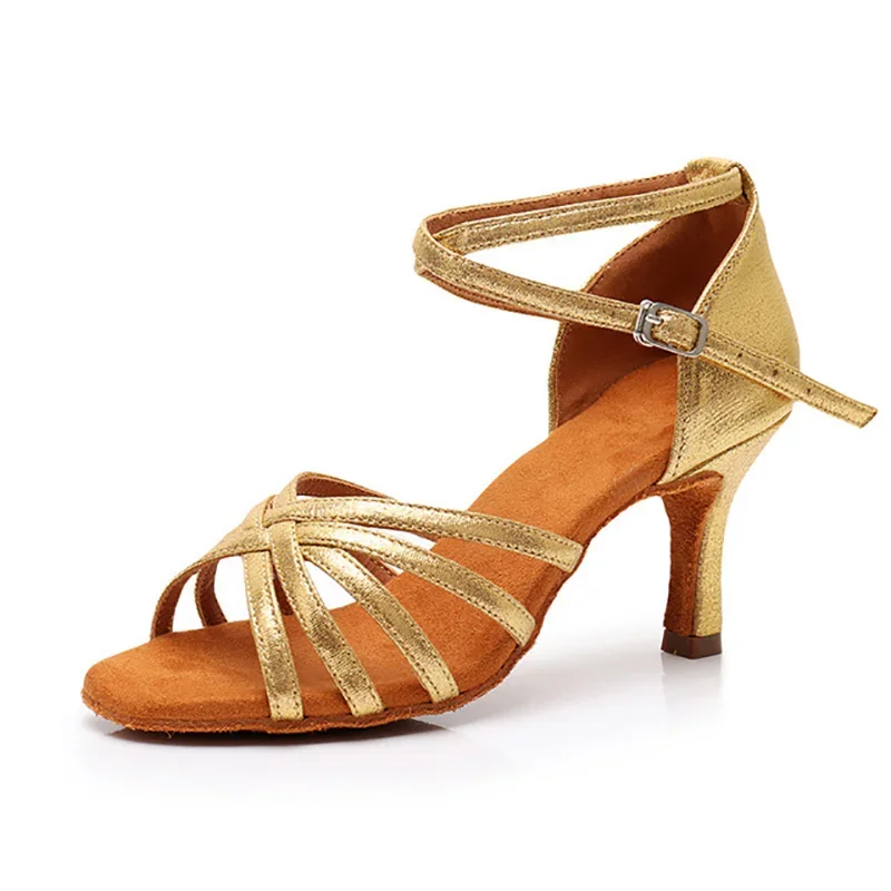 CLYFAN-Cetim Latino Sapatos de Dança para Mulher, Salto Profissional sem Nó, Salsa, Tango, Salão de Baile, 7cm, 5cm