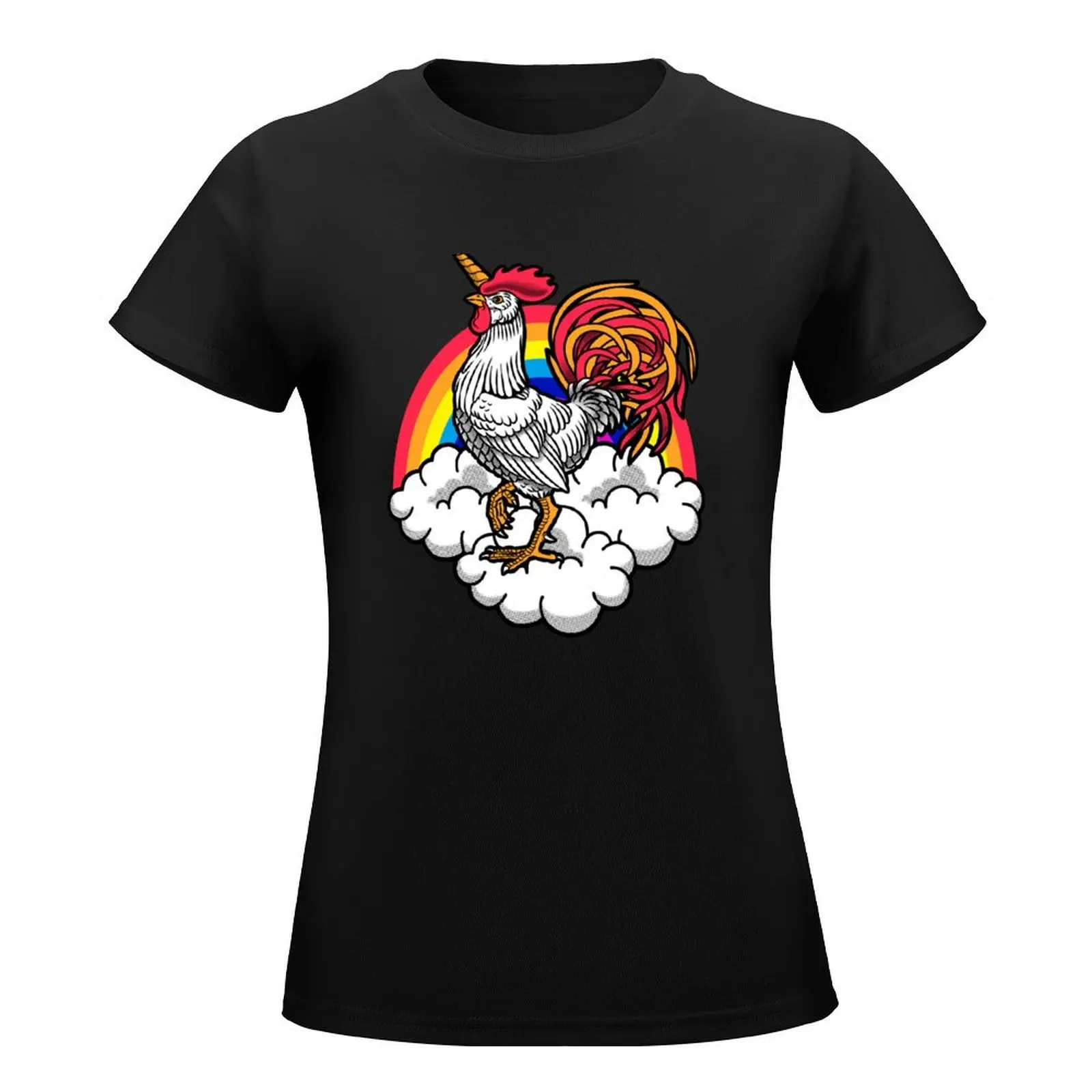 Unicorn Chicken Rainbow T-Shirt graphics animal print shirt for girls funny womans clothing