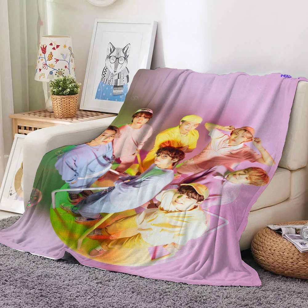 Korean Boy Digital Printed Cozy Fluffy Flannel Blanket for Home Living Sofa Chair Room Bedroom Decor for family Birthday Gift
