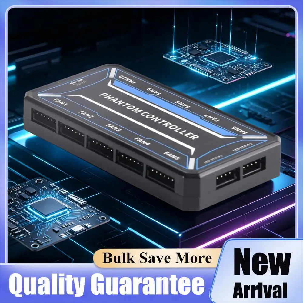 RGB 6-Pin Fan Hub 10+2 Port Controller PC Fan Splitter With Remote Control Standard Version/Illuminated Version Without Battery
