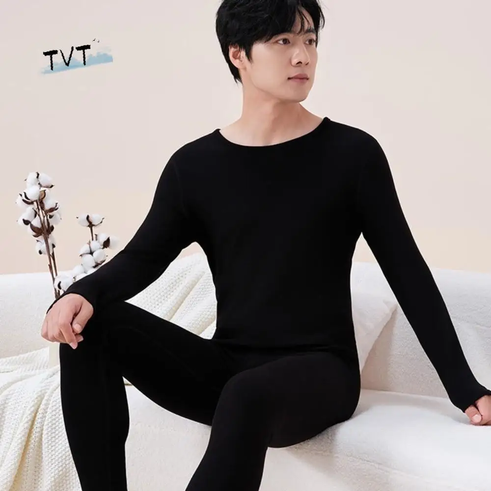 

Tops/Pants Men Warm Thermal Underwear Round Neck Thickened Thermal Clothes Set Invisible Feel Heating Warmth Long Pants