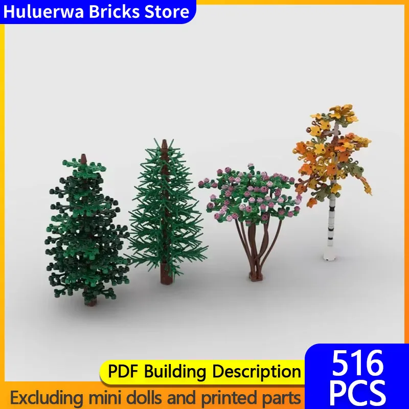 City Street View Model MOC Building Bricks Forest Medium Tree Bundle Modular Technology Gift Holiday Assemble Children Toys Suit