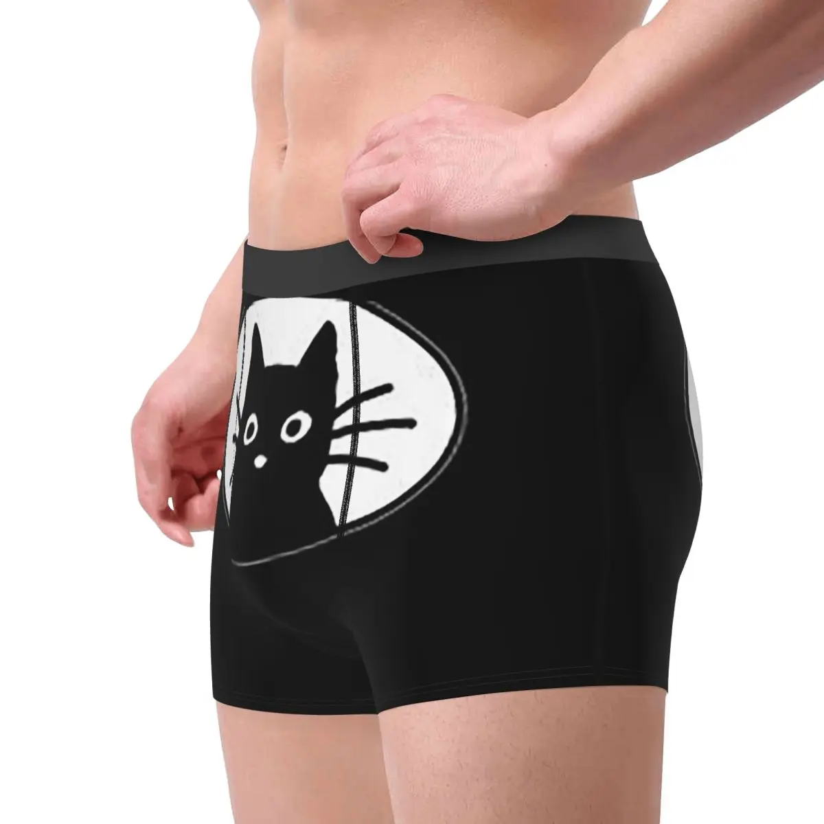 الملاكم السروال السراويل السوداء القط Fac سراويل الرجال ملابس داخلية جيدة التهوية لهدايا صديقها أوم رجل