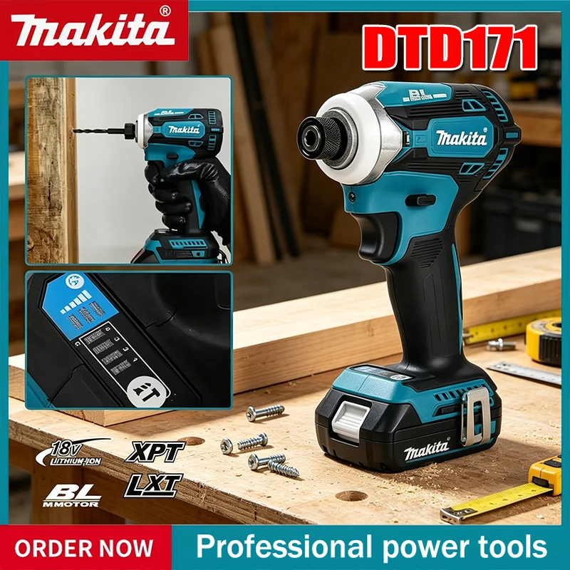 Makita DTD171 Bürstenloser Schlagschrauber Wiederaufladbarer Akkuschrauber Kabellose Elektrowerkzeuge 18V BL-Motor Bare Tool Einheit für 18V