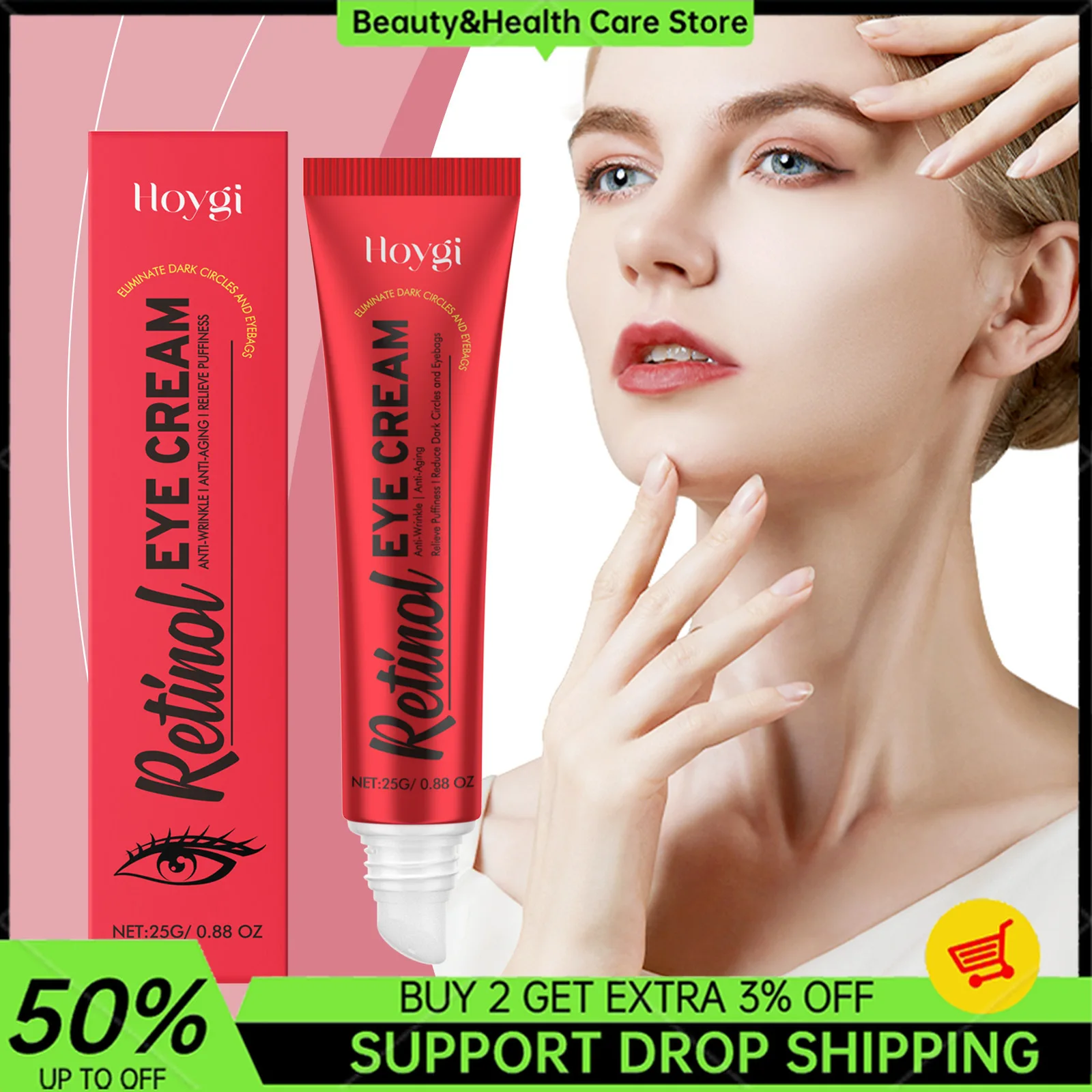 

Retinol Eye Cream Eye Bag Remover Moisturizing Brightening Eye Anti-dark Circles Anti-wrinkle Firming Fine Lines Daily Skincare