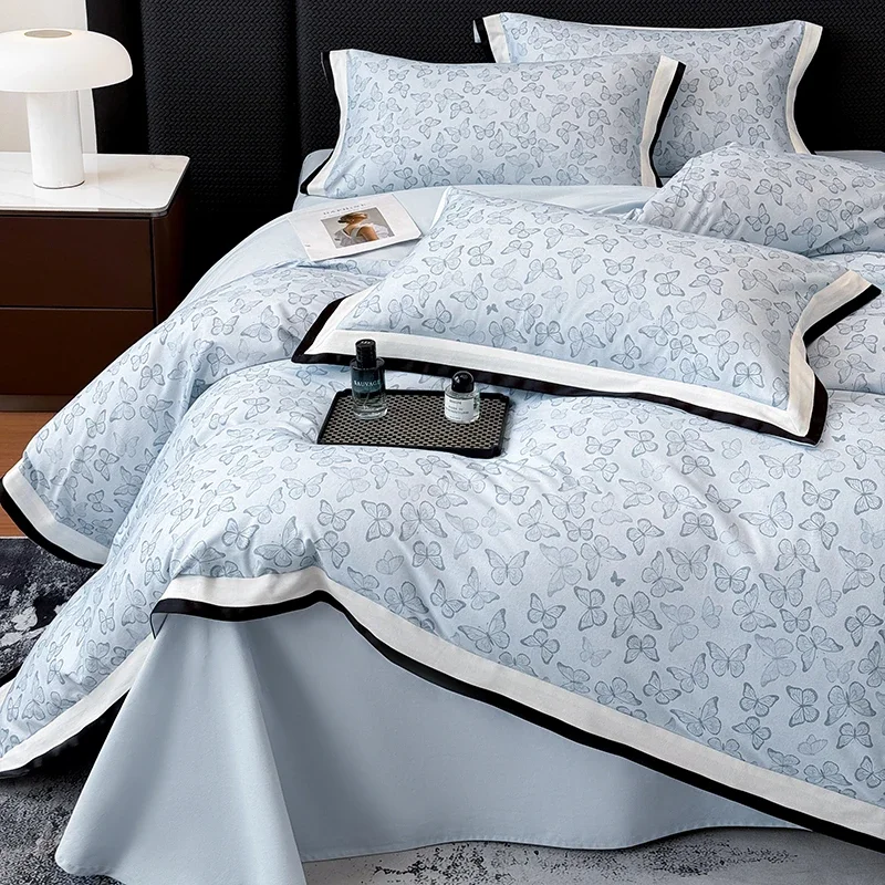 Svetanya Brushed Egyptian Cotton Butterflies Print Bed Linens Bedding Set Sheet Pillowcase Duvet Cover