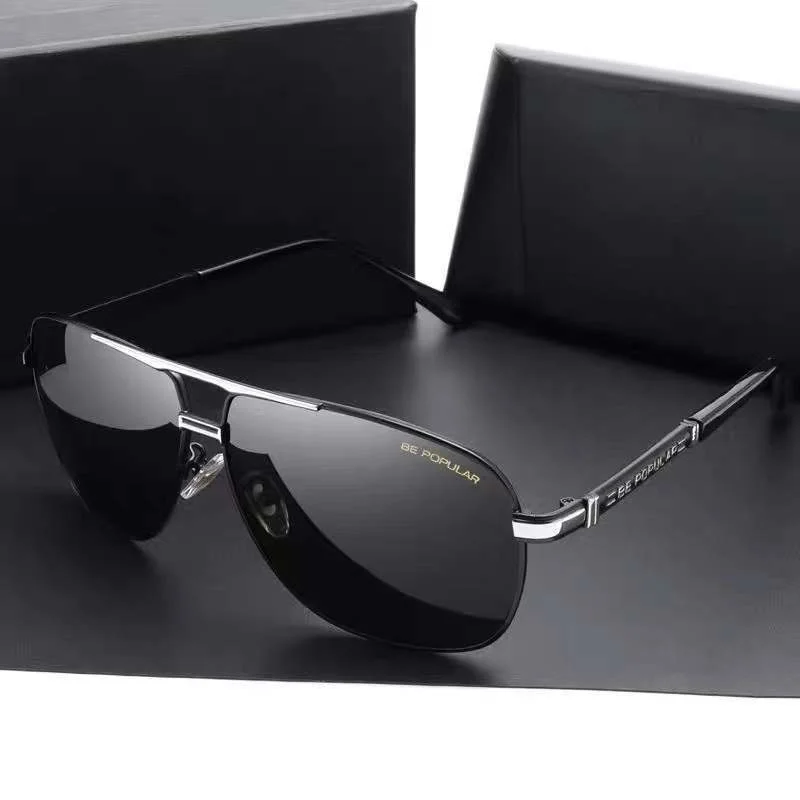 

Polarized sunglasses for men, square double beam shading, driver driving, fishing, color changing, day and night dual use, Han