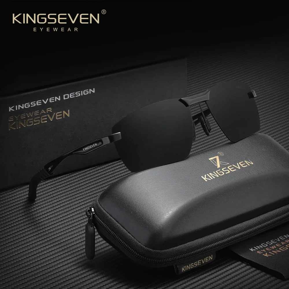 KINGSEVEN خمر النظارات الشمسية الفاخرة الرجال مستطيلة بدون شفة نظارات واقية UV400 الاستقطاب الرجعية القيادة في الهواء الطلق نظارات #2