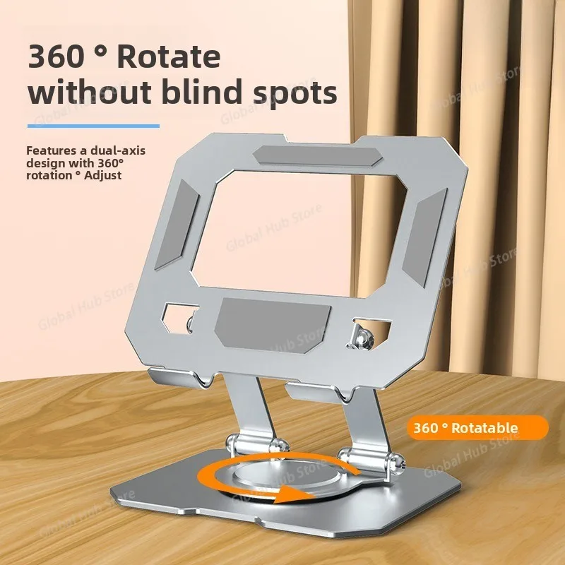 

Металлическая подставка для планшета 360° ° Вращающийся регулируемый складной настольный держатель, совместимый с ноутбуком Ipad Pro/Air/Min, планшетом