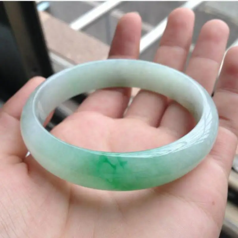 Genuine Myanmar Grade A Jadeite Ice Floating Green Jade Bangles Women Healing Gemstone Fine Jewelry Certified Burma Jade Bangle