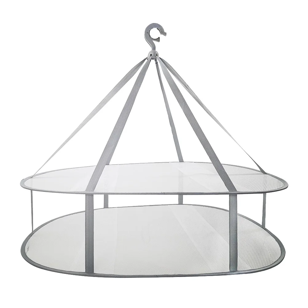 

Clothes Drying Net Vertical Basket Folding Tower Mesh Dryer 360 Degree Windproof Hooks Breathable Polyester Socks Underwear