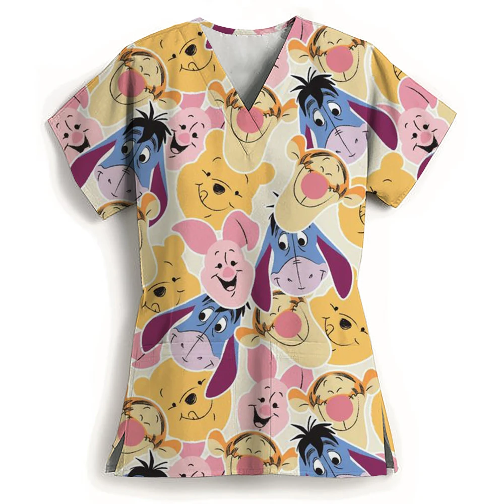 بدلة ويني ذا بوه الدعك الموحدة بأكمام قصيرة ورقبة على شكل حرف v طقم التمريض زي سبا للنساء متعدد الألوان للعناية بالحيوانات الأليفة طبيب طبي #2