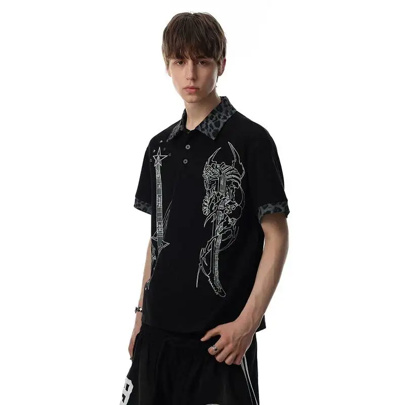 LUZHEN 2026 Summer Musical Instrument Pattern Printed Short Sleeve T-shirts Men's Fashion Handsome Elegant Casual Clothes JY7802