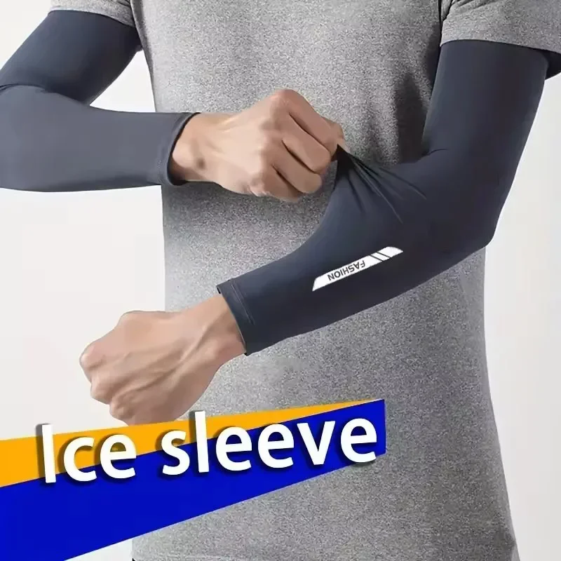 

1Pair UPF50+ Summer Cool Feeling Arm Sleeves Women Cycling Running Fishing Oversleeve Men Breathable Ice Silk Sunscreen Unisex