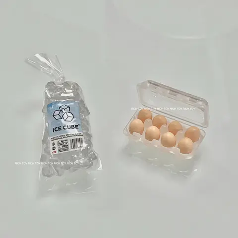 Original Mini Brand Fill The Fridge Luxury Hidd Mini Miniature Toy Ice Cubes Bag Fresh Eggs Carton Mini Kitchen Toy