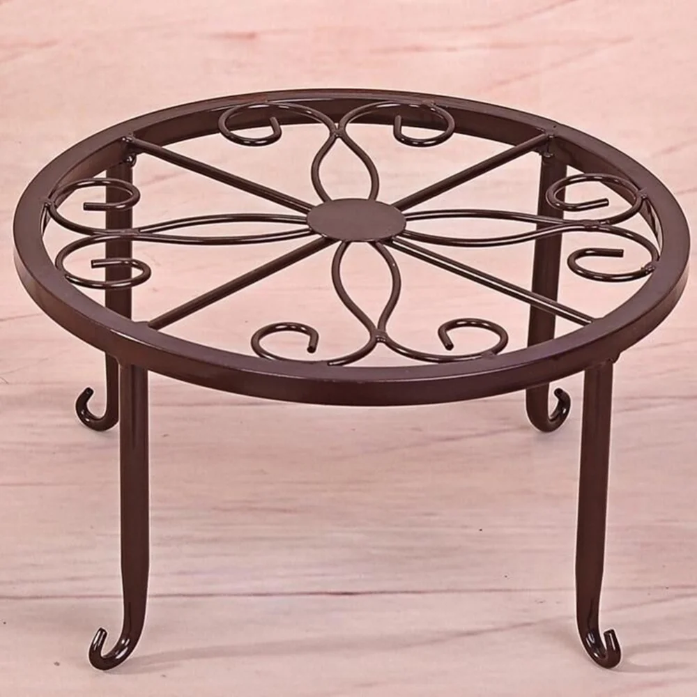 Metal Potted Plant Stand Round Rustproof Iron Flower Pot Planter Holder Rack Heavy Duty Wrought Iron Flower Pot Tray Holder