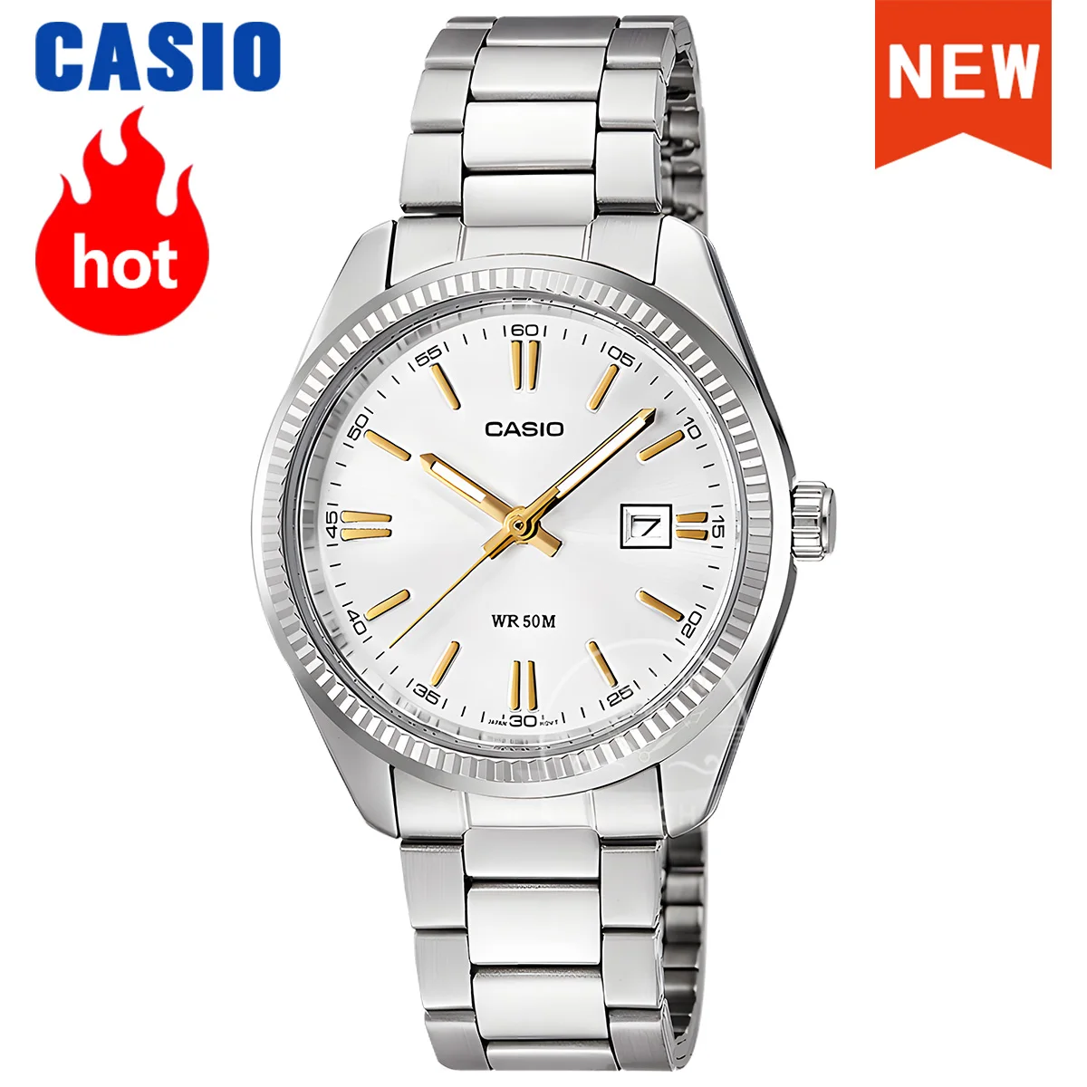 Reloj de cuarzo CASIO LTP-1302D-7A2 para mujer, reloj de pulsera analógico con esfera plateada de acero inoxidable, reloj de vestir resistente al agua para mujer, regalo