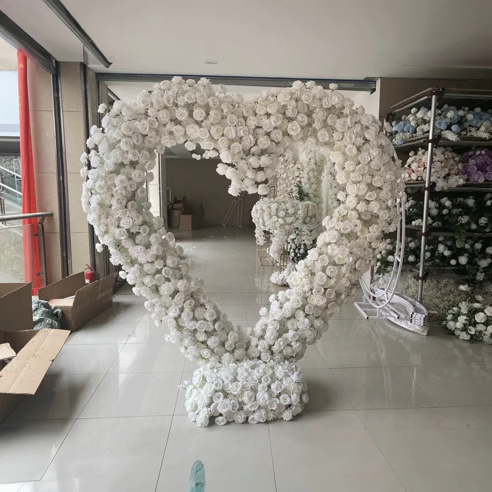 New Wholesale Flower Arch heart-shaped Wedding Flower Arch Decoration Stage Backdrop Heart Arch