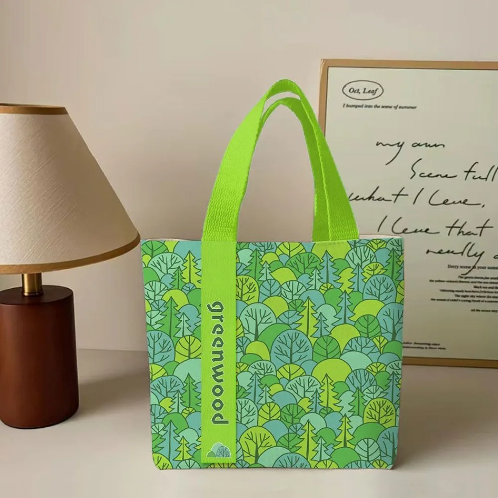 Fan Shaped Floral Fragments Canvas Bag Reusable Large Capacity Shoulder Bag Lightweight Wide Handles Shopping Bag