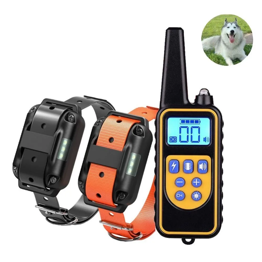 

Rechargeable and waterproof barking stop device, 800 meters long distance remote control electric shock collar for pets