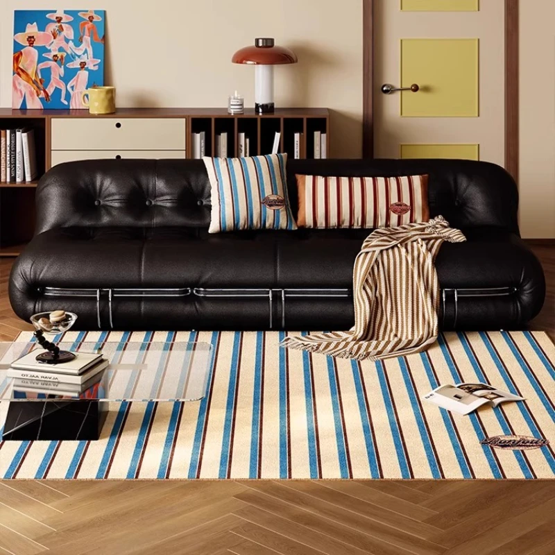 Stripe Pattern Bedroom Decor Retro Carpet Minimalist Style Carpets for Living Room Anti-slip Lounge Soft Rug Washable Floor Mat view 3