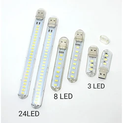 1PCS USB LED BOOK Reading Lamp Night Light 1W 5V Charger Power 3LED 8LED 24LED LED Light Eye Protection Energy Saving