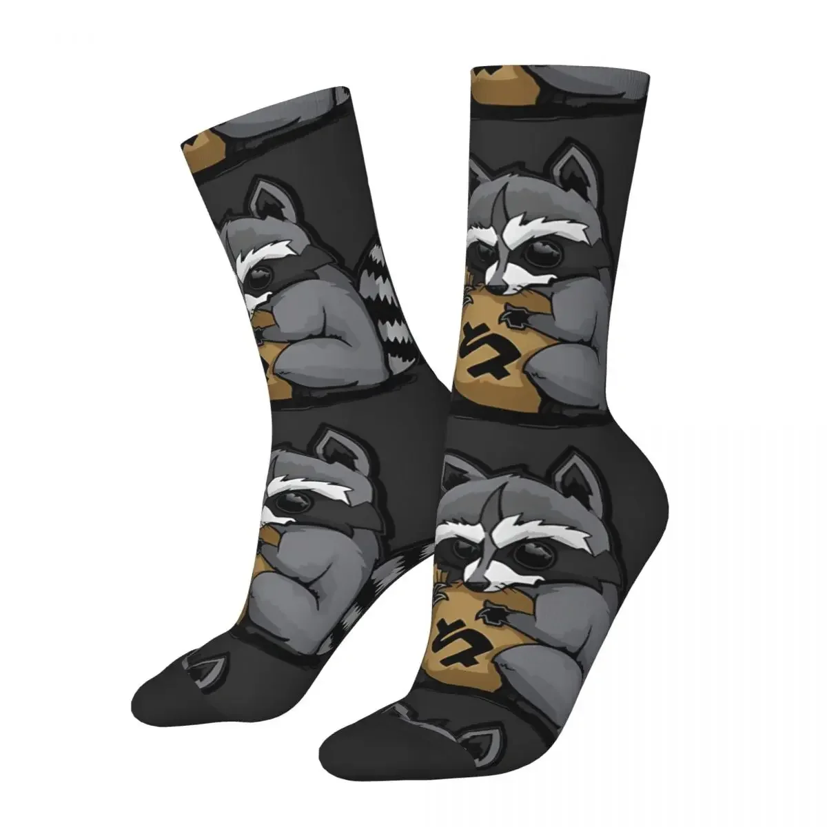 

Vintage Rich Men's Socks Raccoon Animal Unisex Novelty Pattern Printed Crazy Crew Sock Gift